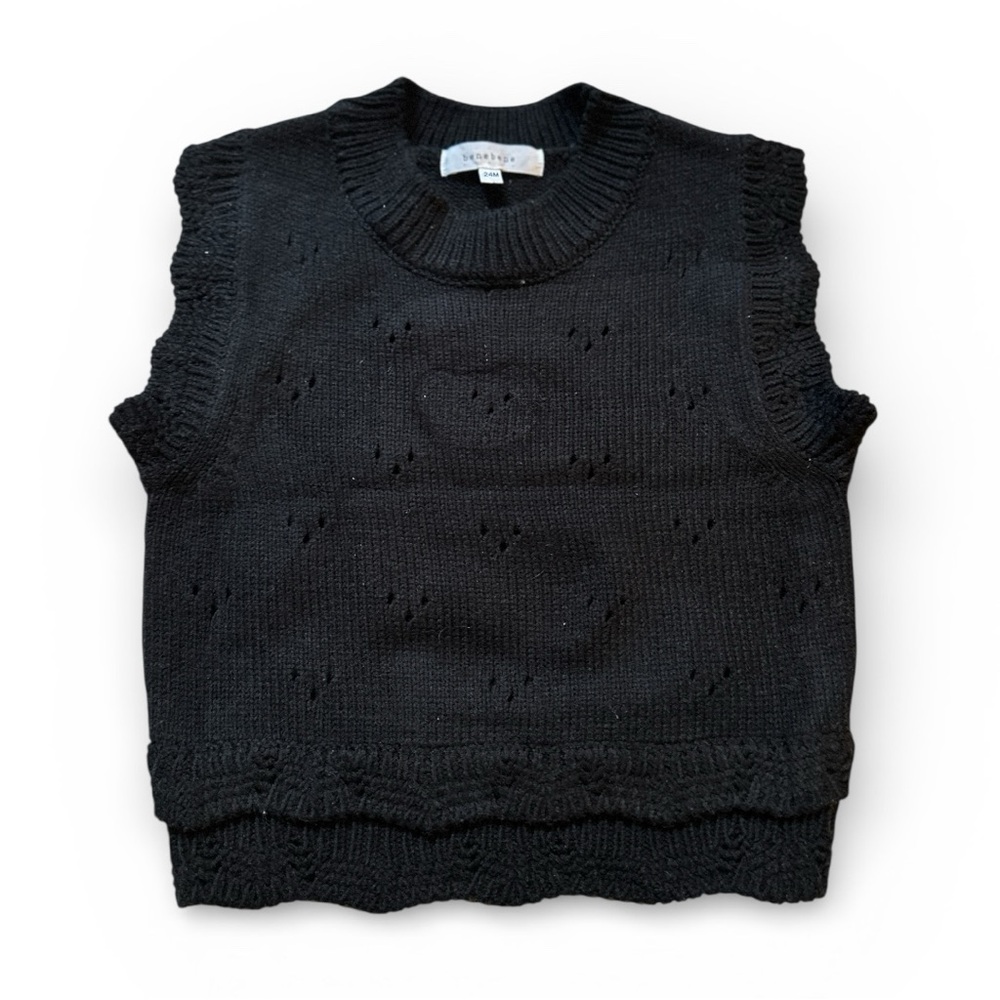 Benebene Baby Black Sleeveless Knit Sweater Vest – Size 24 Months